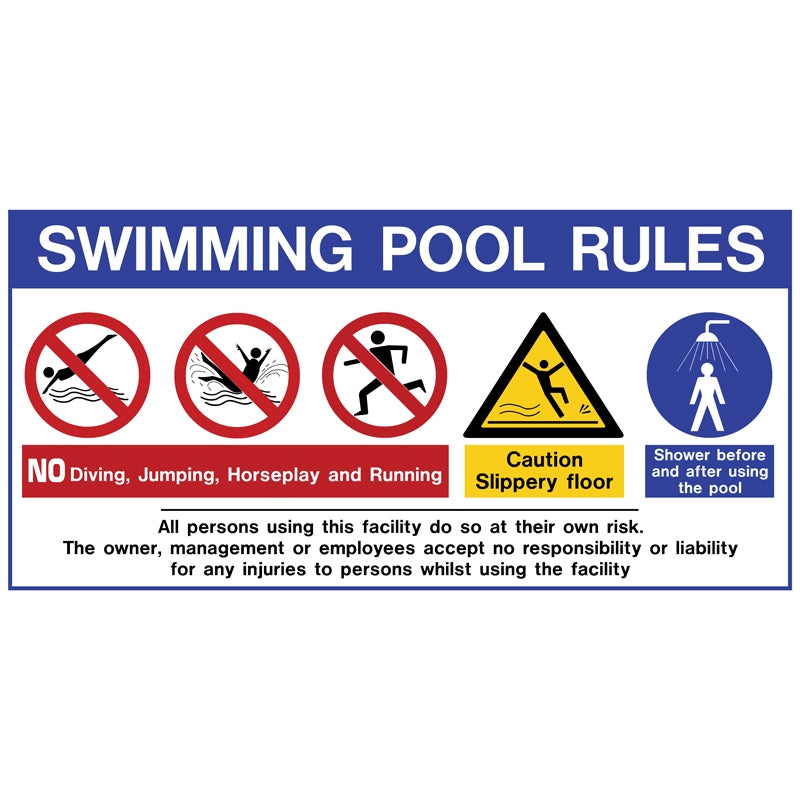 Πινακίδα Σήμανσης PVC SWIMMING POOL RULES