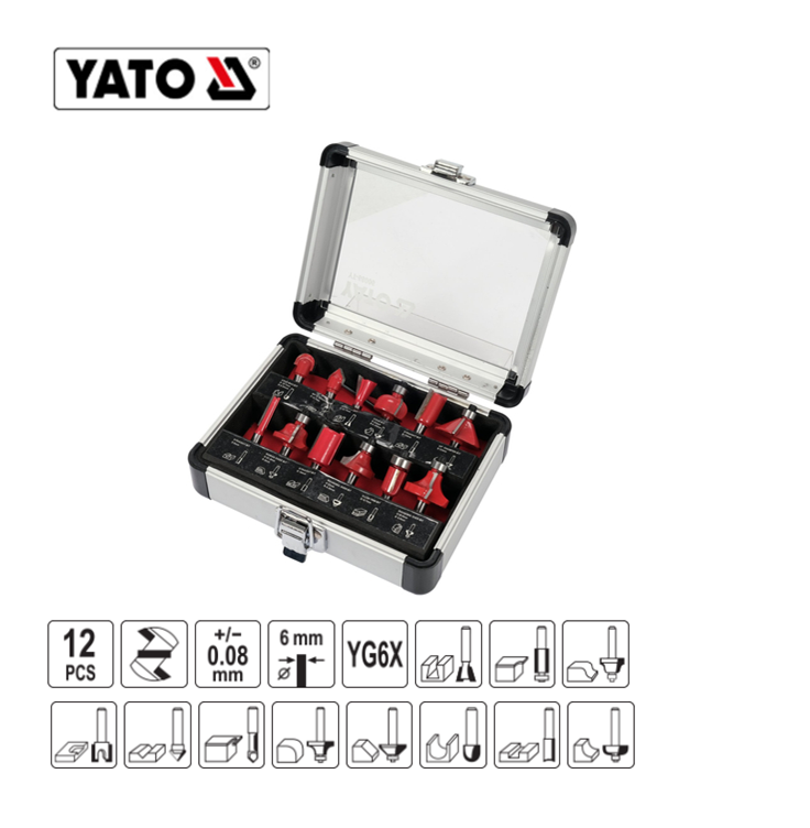 Yato YT-68006 Κοπτικά Ρούτερ 6mm Σετ 12Τμχ.