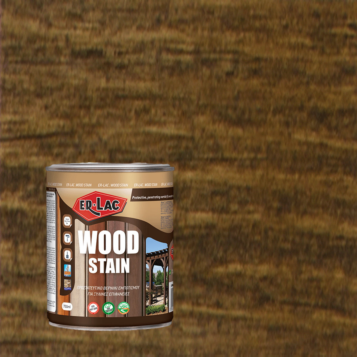 ErLac Wood Stain Βερνίκι Εμποτισμού & Συντηρητικό Ξύλου Διαλύτου Εξωτ.Χρήσης 1007 Καρυδιά