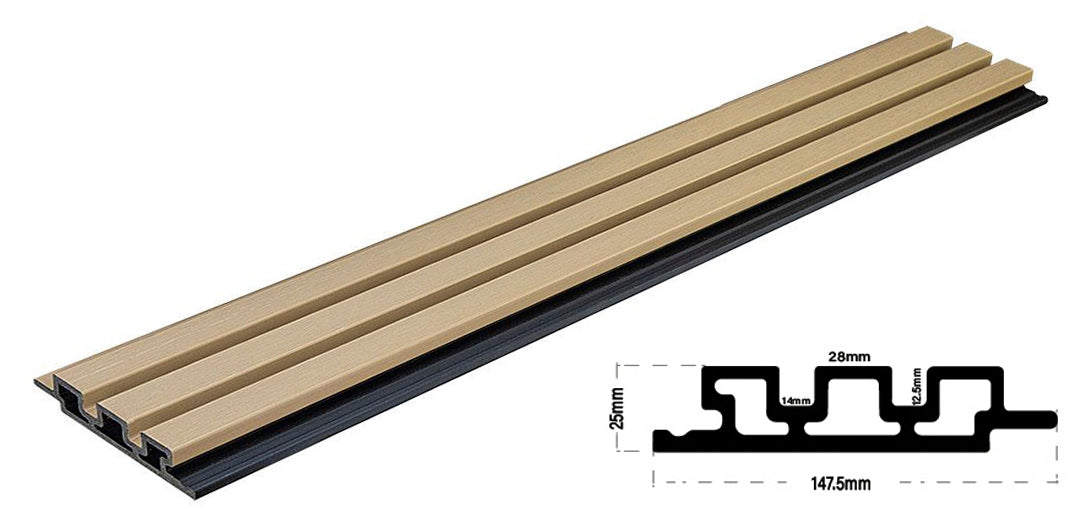 3D WPC 5550 Light Oak Συνθετικό Panel 2ης Γενιάς Με Πηχάκια 25x147.5x2900mm