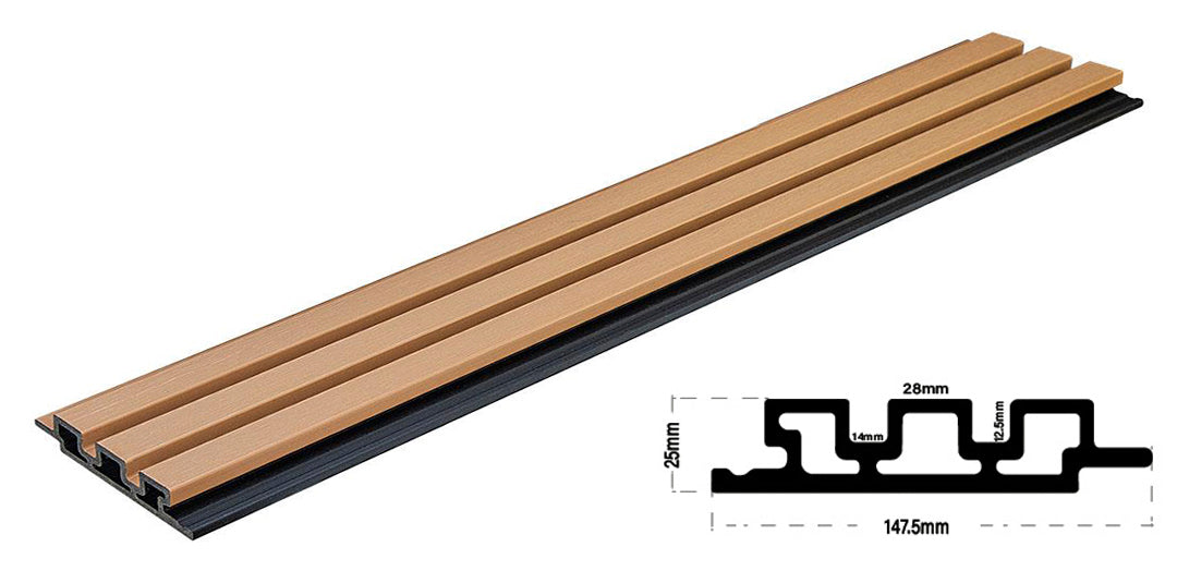 3D WPC 5580 Oak Συνθετικό Panel 2ης Γενιάς Με Πηχάκια 25x147.5x2900mm