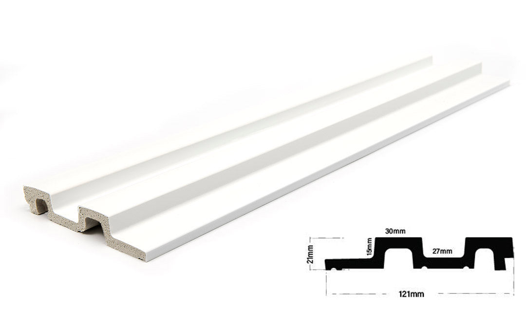 3D PS Wall Panel Residence 01 White Με Πηχάκια 122x21x2900mm