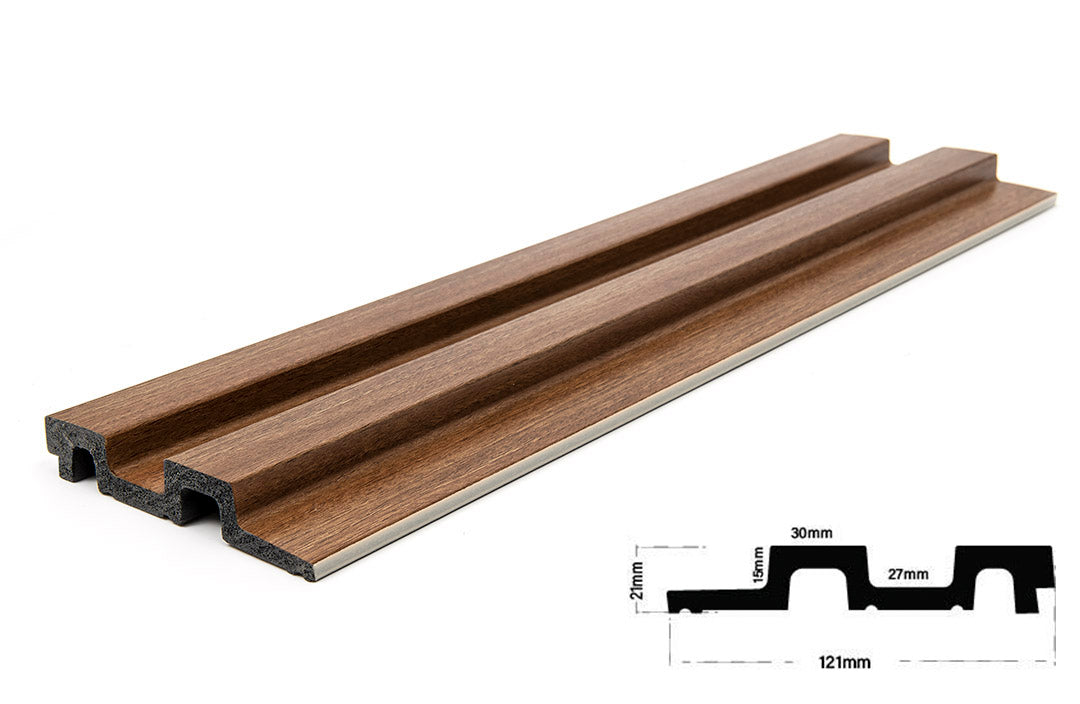 3D PS Wall Panel Residence 44 Brown Oak Με Πηχάκια 122x21x2900mm