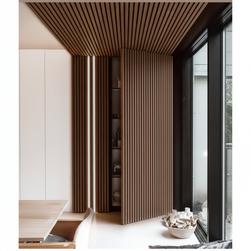 3D PS Wall Panel Residence 08 Dark Brown Oak Με Πηχάκια 21x122x2900mm
