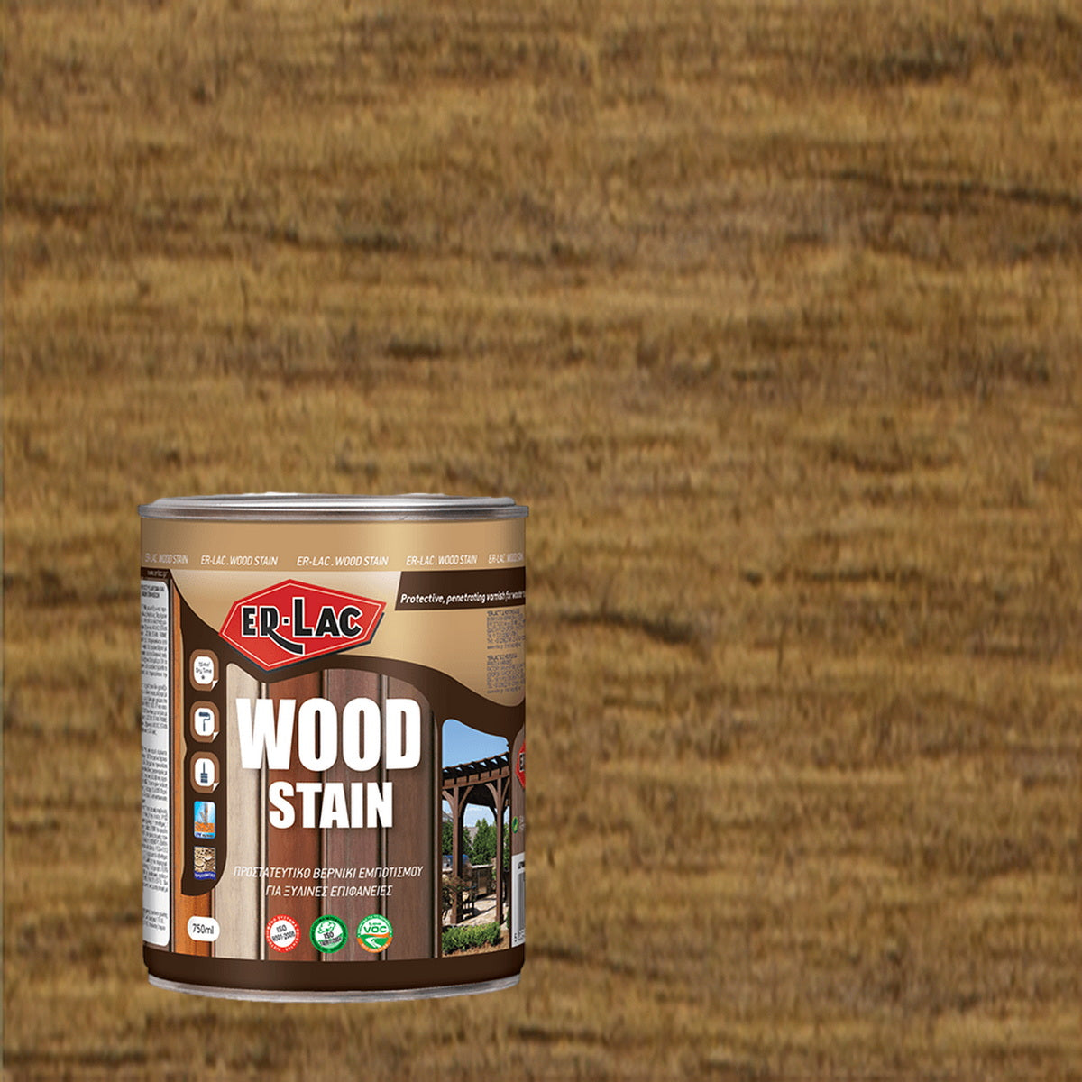 ErLac Wood Stain Βερνίκι Εμποτισμού & Συντηρητικό Ξύλου Διαλύτου Εξωτ.Χρήσης Παλίσανδρος