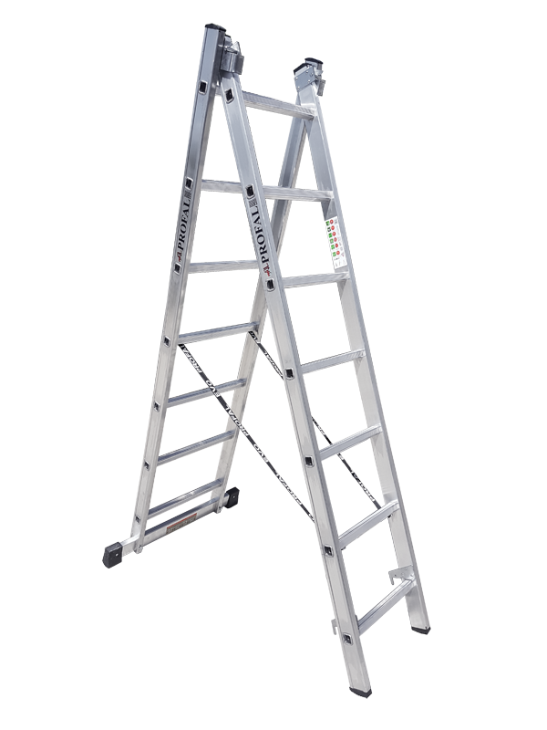 Profal 801 EVO Σκάλα Αλουμινίου Επαγγελματική Διπλή Πτυσόμενη Με Τραβέρσα