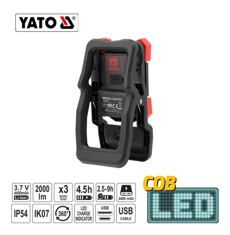 Yato YT-818216 Προβολέας Φορητός Επαναφορτιζόμενος 2000Lm Με Βάση