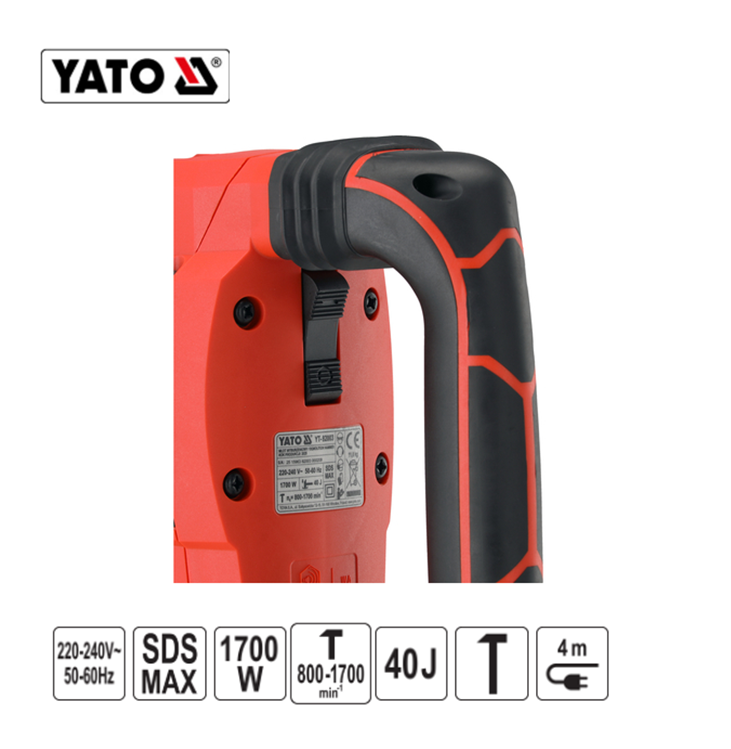 Yato YT-82003 SDS Max Ηλεκτρικό Πνευματικό Κατεδαφιστικό Πιστολέτο 1700W 40.0J 11.8Kg
