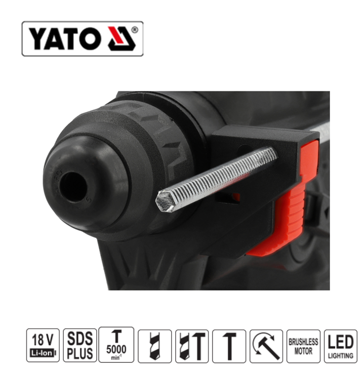 Yato YT-827723 SDS Plus Brushless Πνευματικό Πιστολέτο Μπαταρίας 18V Li-Ion 2.5J 2.0kg SOLO
