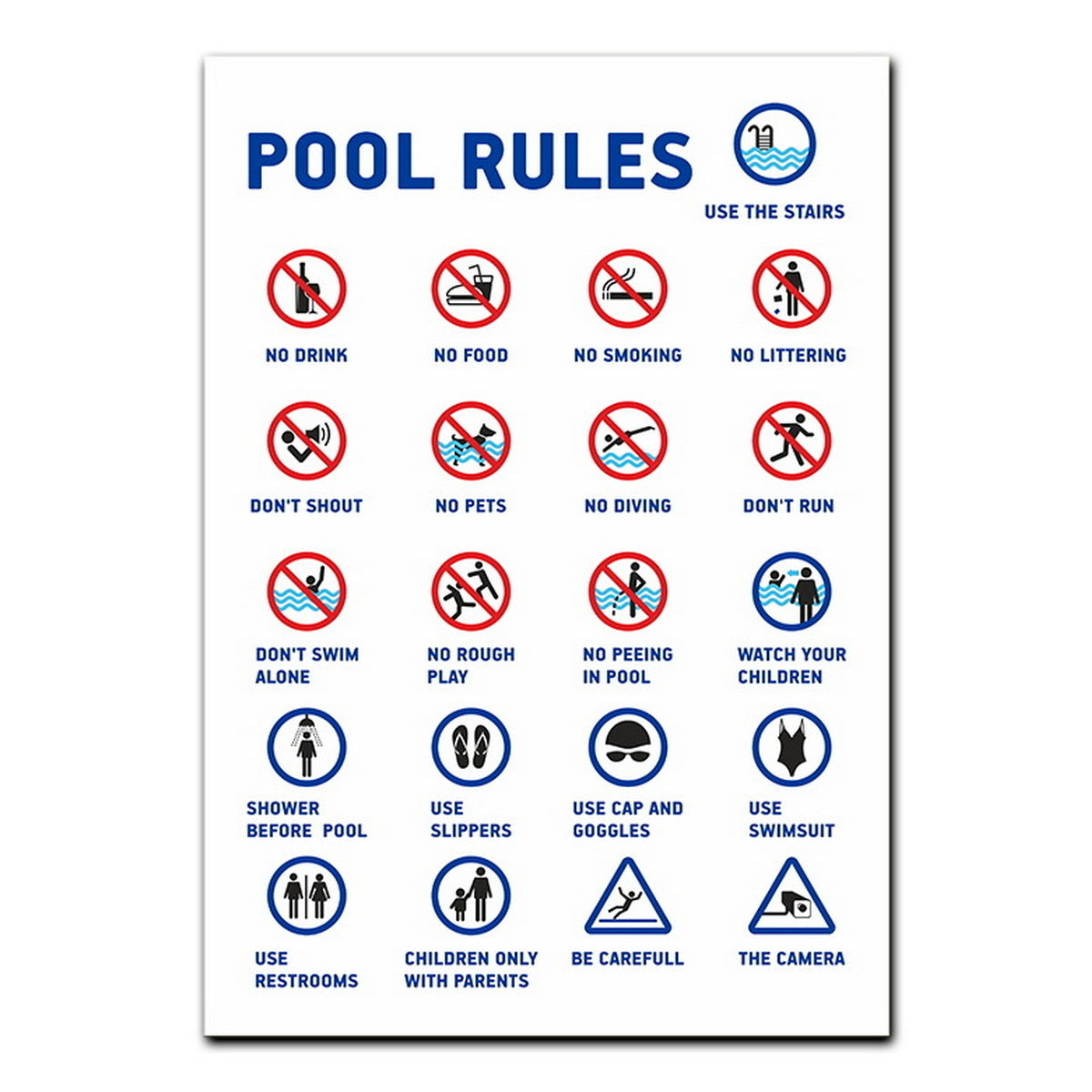 Πινακίδα Σήμανσης Πρόσβασης Αλουμίνιο "ΚΑΝΟΝΕΣ ΠΙΣΙΝΑΣ - POOL RULES" ΙI