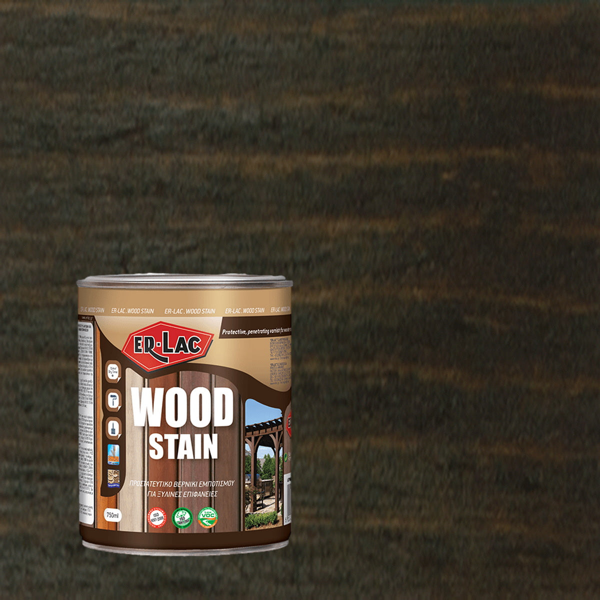 ErLac Wood Stain Βερνίκι Εμποτισμού & Συντηρητικό Ξύλου Διαλύτου Εξωτ.Χρήσης 1018 Βένγκε