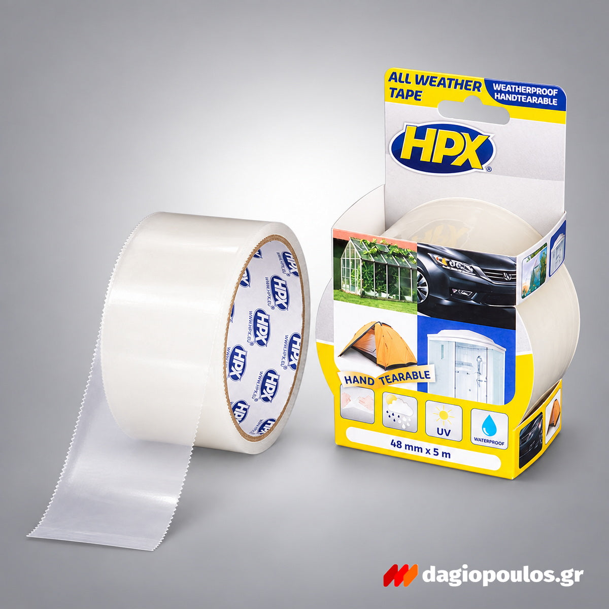 HPX All Weather Tape Αυτοκόλλητη Ταινία Επισκευής & Θερμοκηπίων 48mm x 5mtr ΔΙΑΦΑΝΗΣ