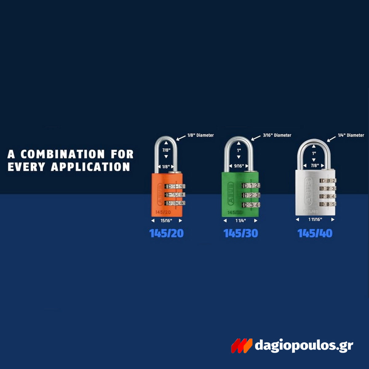 Abus 145/40 Titalium Λουκέτο Ασφαλείας Συνδυασμού 40mm ΜΠΛΕ