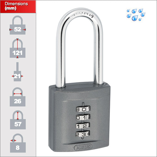 Abus 158/50 HB50 Λουκέτο Βαρέως Τύπου Με Προστασία Ψευδάργυρου Με Συνδυασμό 50mm ΜΑΚΡΥΛΑΙΜΟ