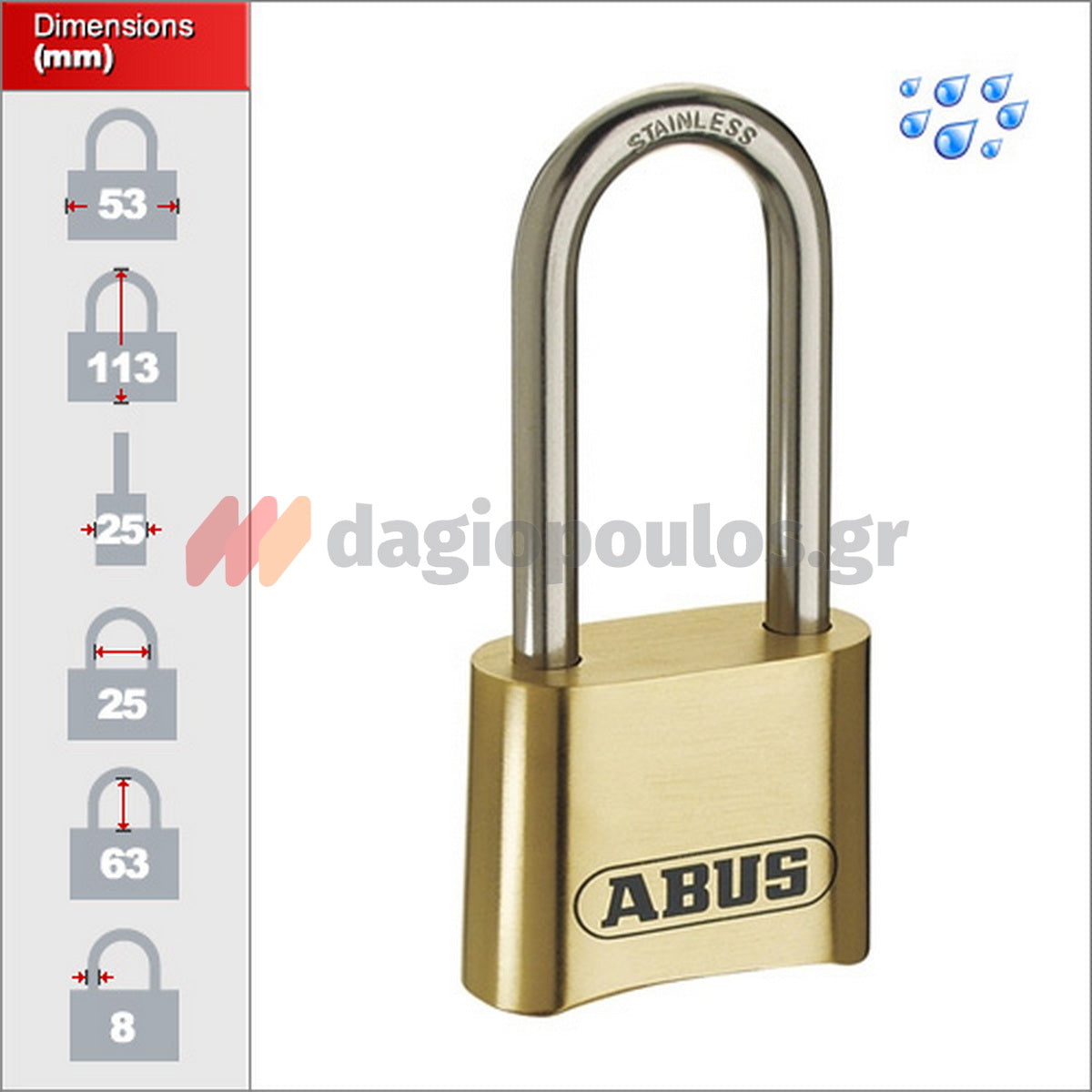 Abus 180IB/50 HB63 Λουκέτο Θαλάσσης Marine Με Συνδυασμό 50mm ΜΑΚΡΥΛΑΙΜΟ