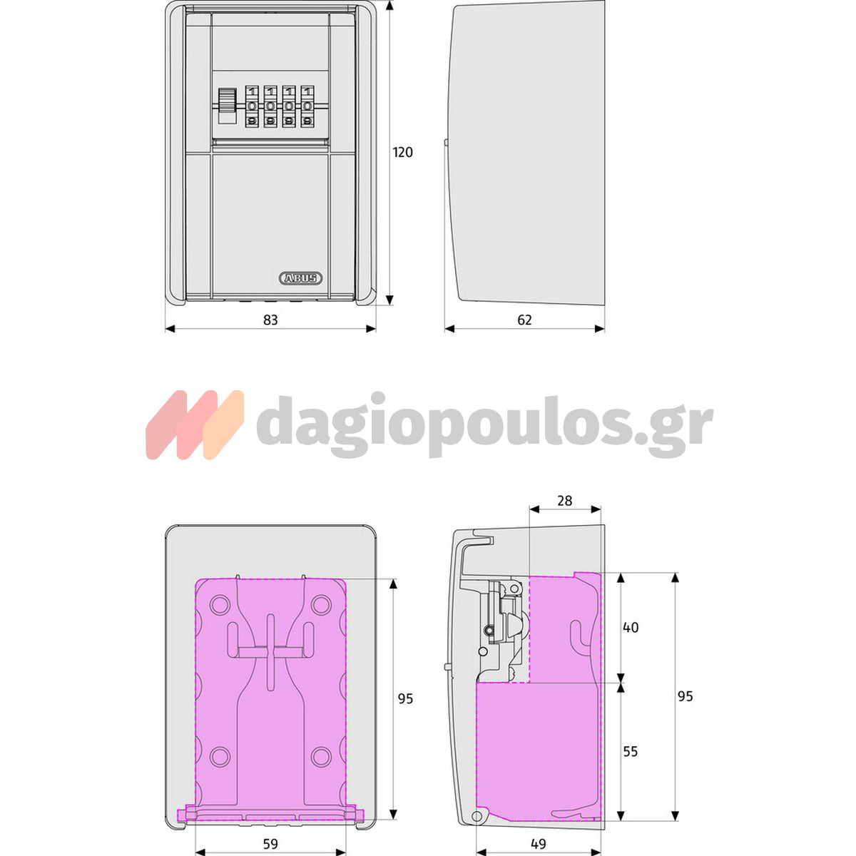 Abus 787 BIG KeyGarage Κλειδοθήκη Ασφαλείας Επιτοίχεια Με Συνδυασμό Μεγάλης Χωρητικότητας