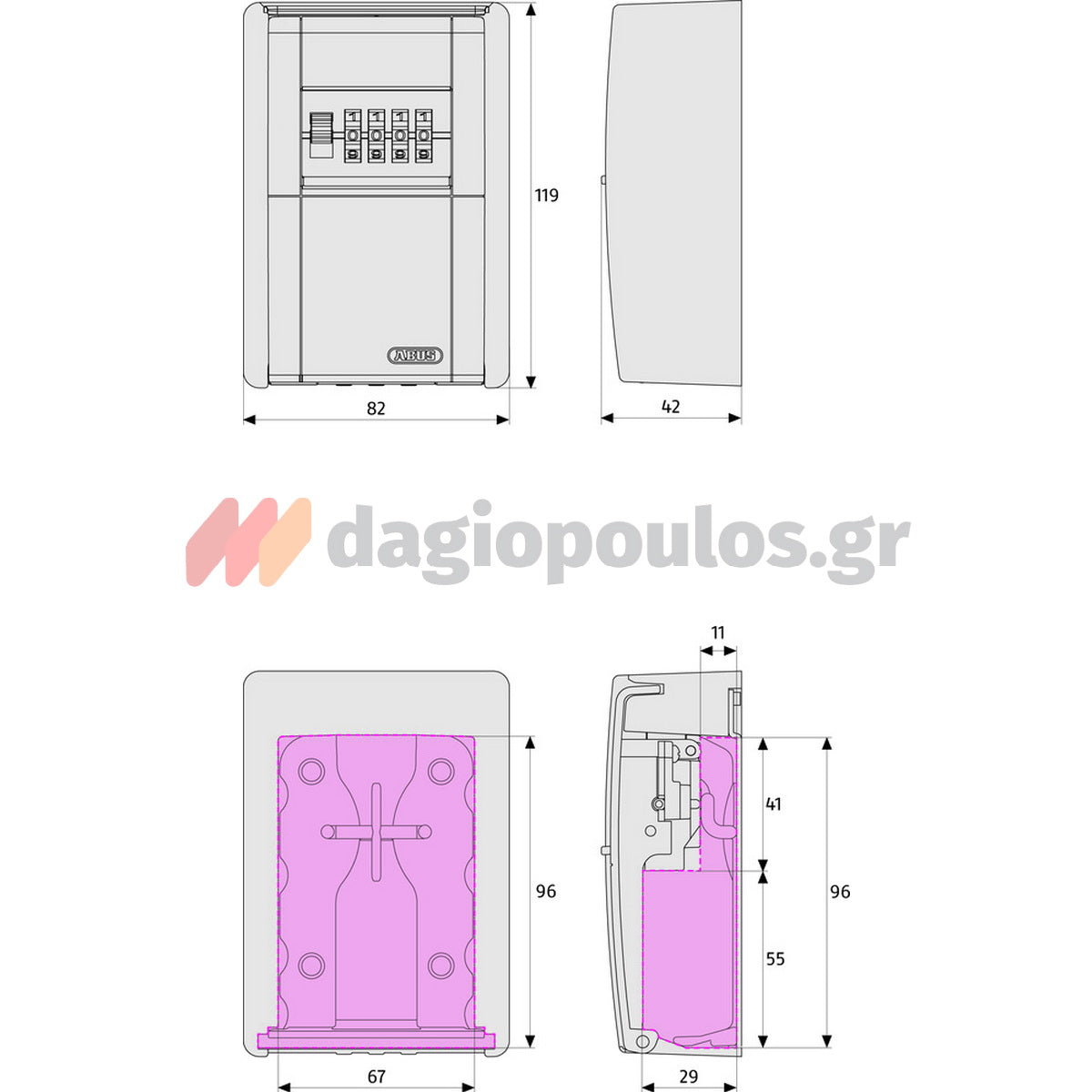 Abus 787 KeyGarage Κλειδοθήκη Ασφαλείας Επιτοίχεια Με Συνδυασμό