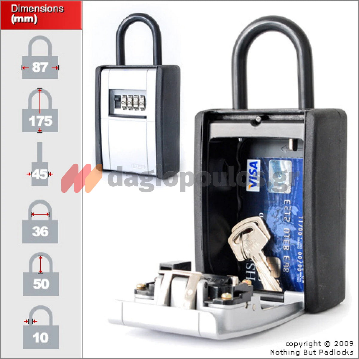 Abus 797 KeyGarage Κλειδοθήκη Ασφαλείας Επιτοίχεια Με Συνδυασμό Κρεμαστή