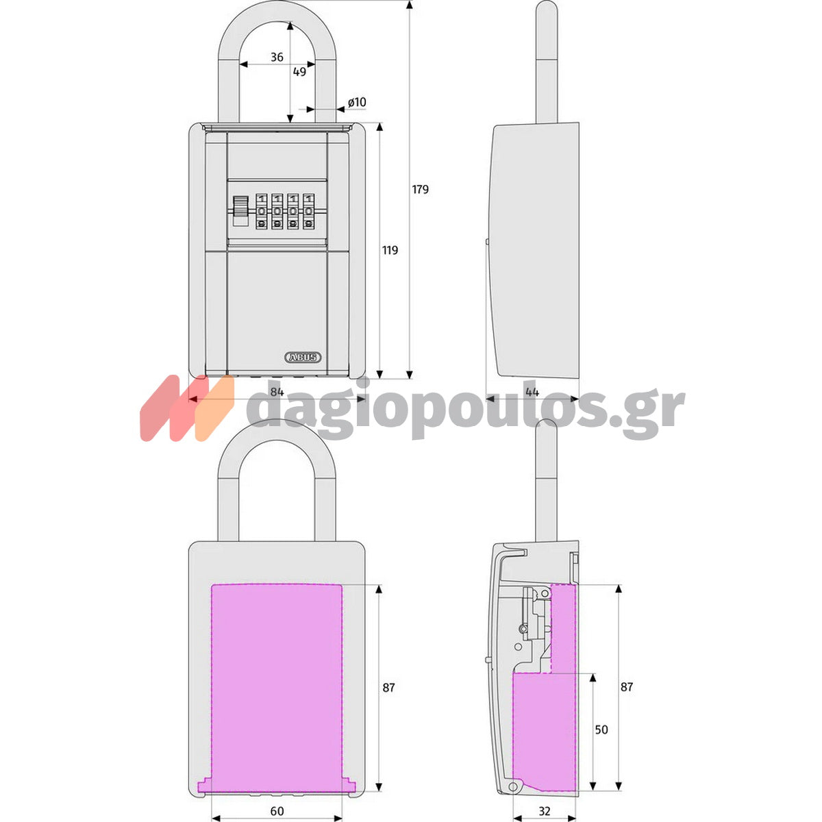 Abus 797 KeyGarage Κλειδοθήκη Ασφαλείας Επιτοίχεια Με Συνδυασμό Κρεμαστή