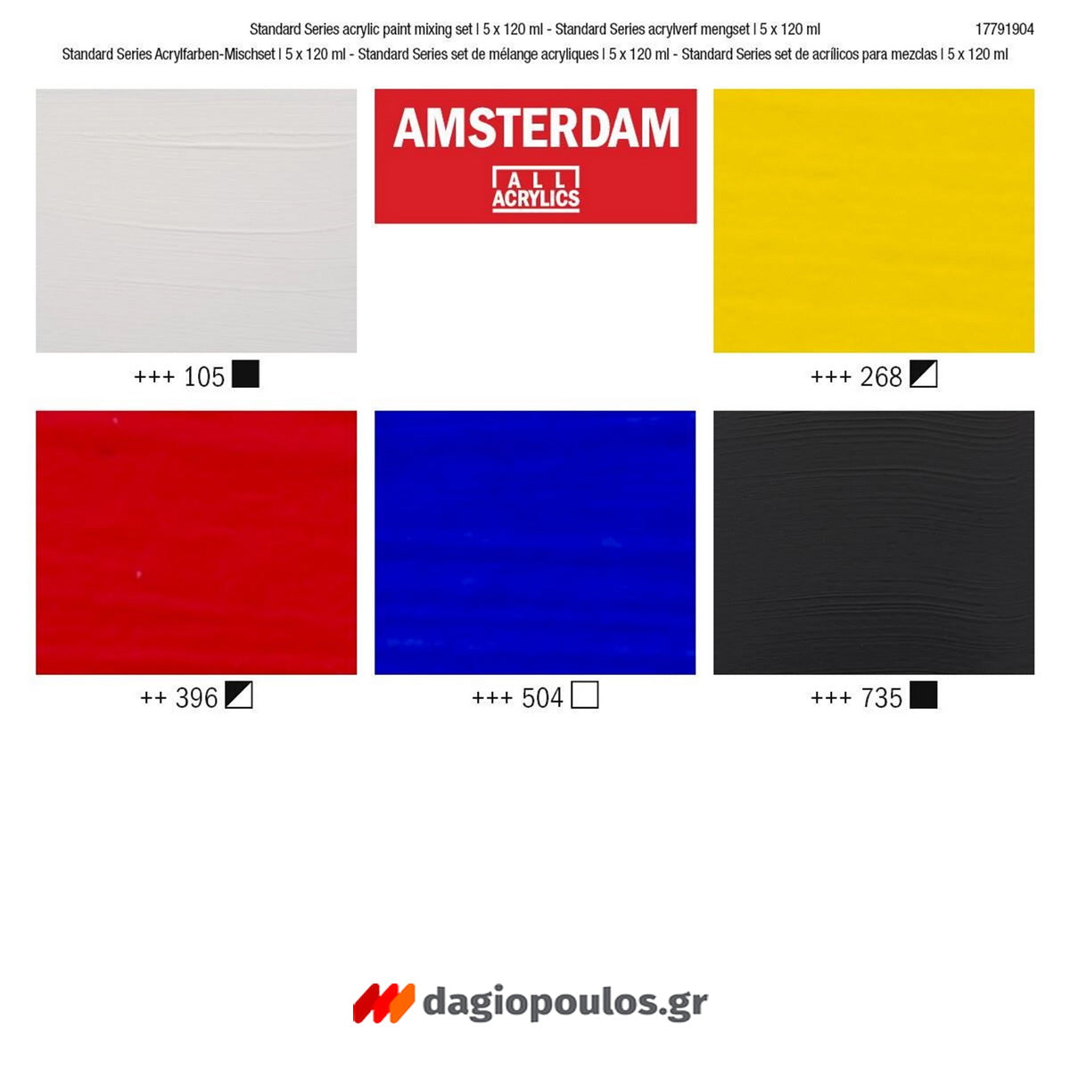 Amsterdam Acrylic Mixing Set Βασικό Σετ Ακρυλικών Χρωμάτων Σετ 5 Τεμ 120ml