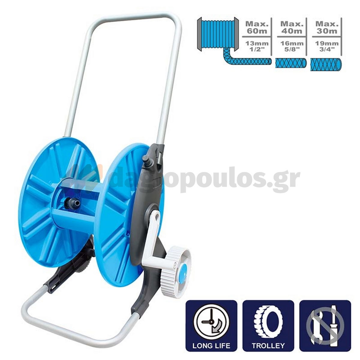 Aquacraft Καρούλι Λάστιχου Ποτίσματος Κήπου (Ανέμη) Τροχήλατο 40mtr