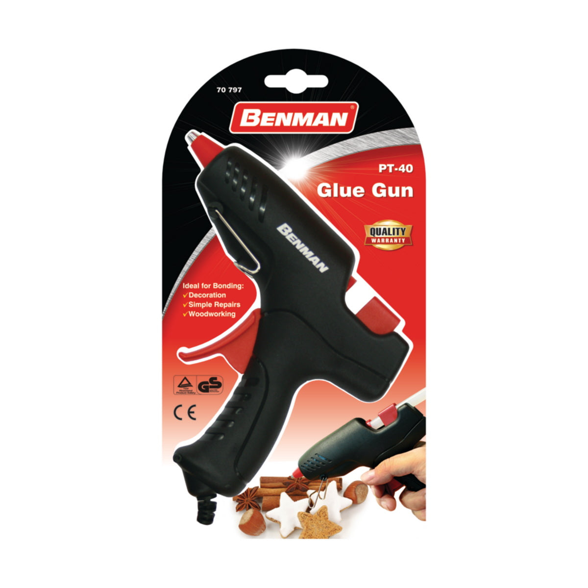 Benman 70797 Πιστόλι Θερμικής Σιλικόνης Κόλλας 9-55Watt