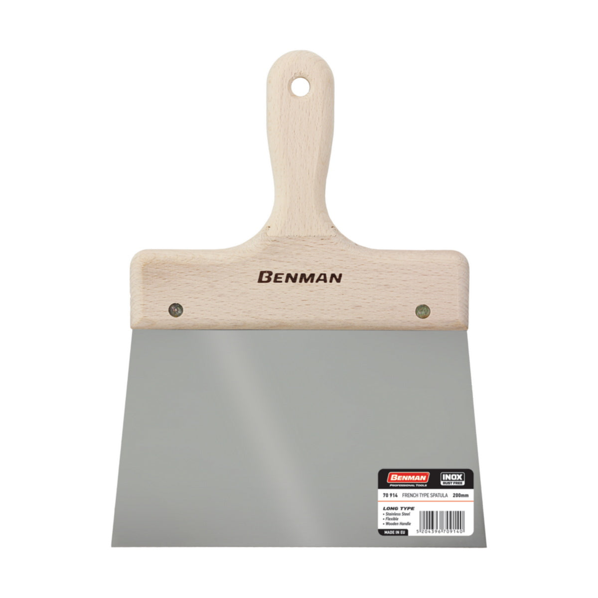 Benman 70912 Spatula Ξύλινη Λαβή Φαρδιά Μακριά Λάμα Ανοξείδωτη 160mm