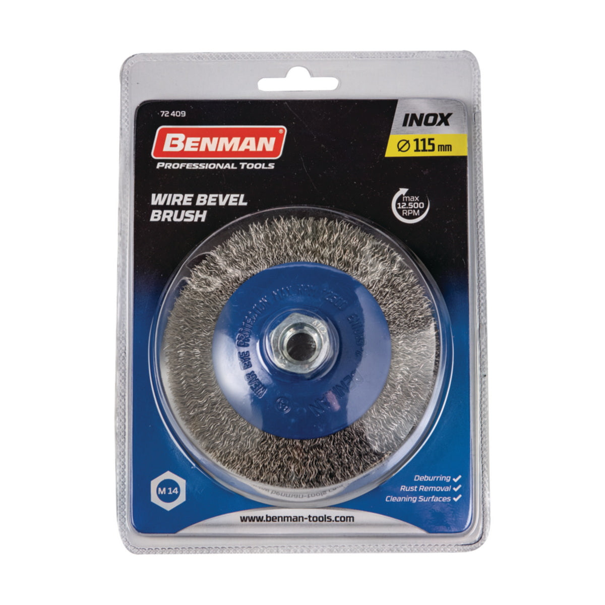 Benman 72409 Βούρτσα Συρμάτινη (Συρματόβουρτσα) Γωνιακού Τροχού Με Κούρμπα (Κυρτή) M14 115mm ΑΝΟΞΕΙΔΩΤΗ