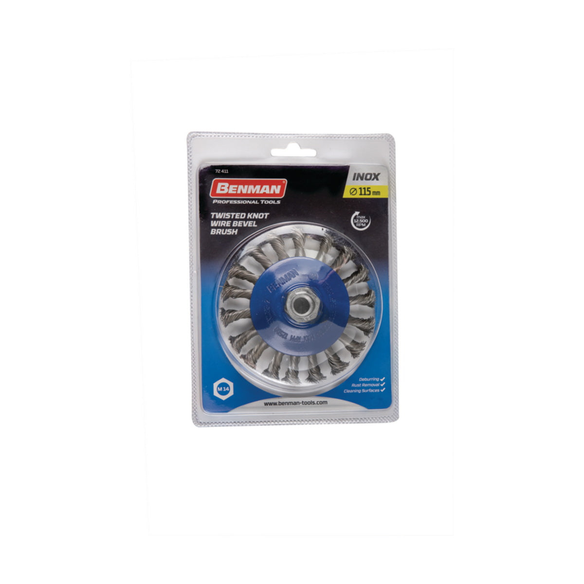 Benman 72411 Βούρτσα Συρμάτινη (Συρματόβουρτσα) Γωνιακού Τροχού Με Κούρμπα (Κυρτή) M14 115mm Πλεκτή (Κοτσίδα) ΑΝΟΞΕΙΔΩΤΗ