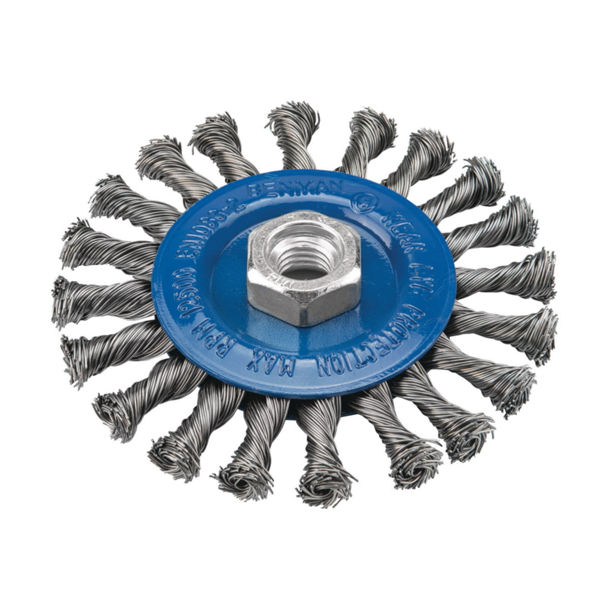 Benman 72416 Βούρτσα Συρμάτινη (Συρματόβουρτσα) Γωνιακού Τροχού Ίσια M14 115mm Πλεκτή (Κοτσίδα) ΑΝΟΞΕΙΔΩΤΗ