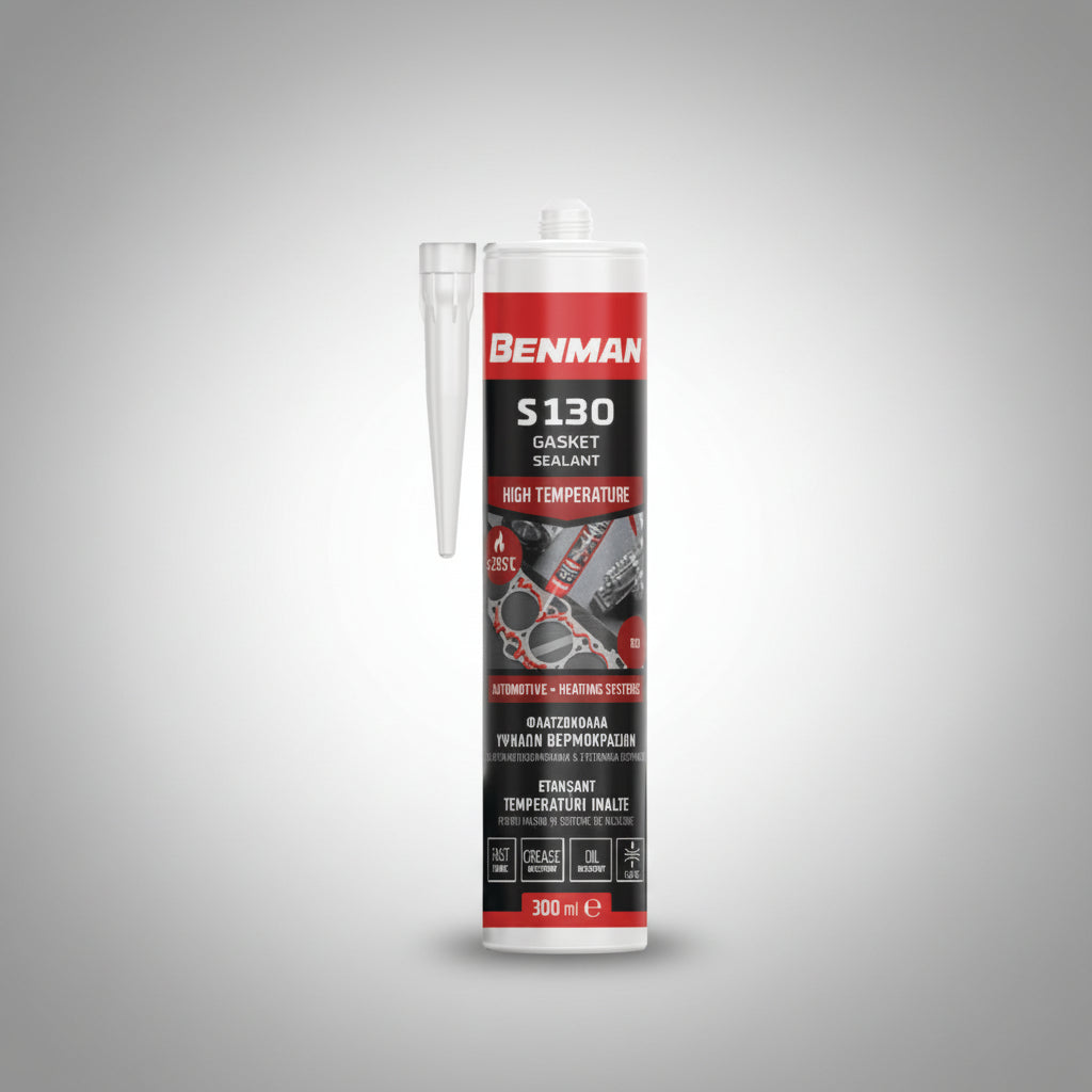 Benman S130 Gasket Sealant Σιλικόνη Υψηλής Θερμοκρασίας (Φλατζόκολλα) 300ml Κόκκινη