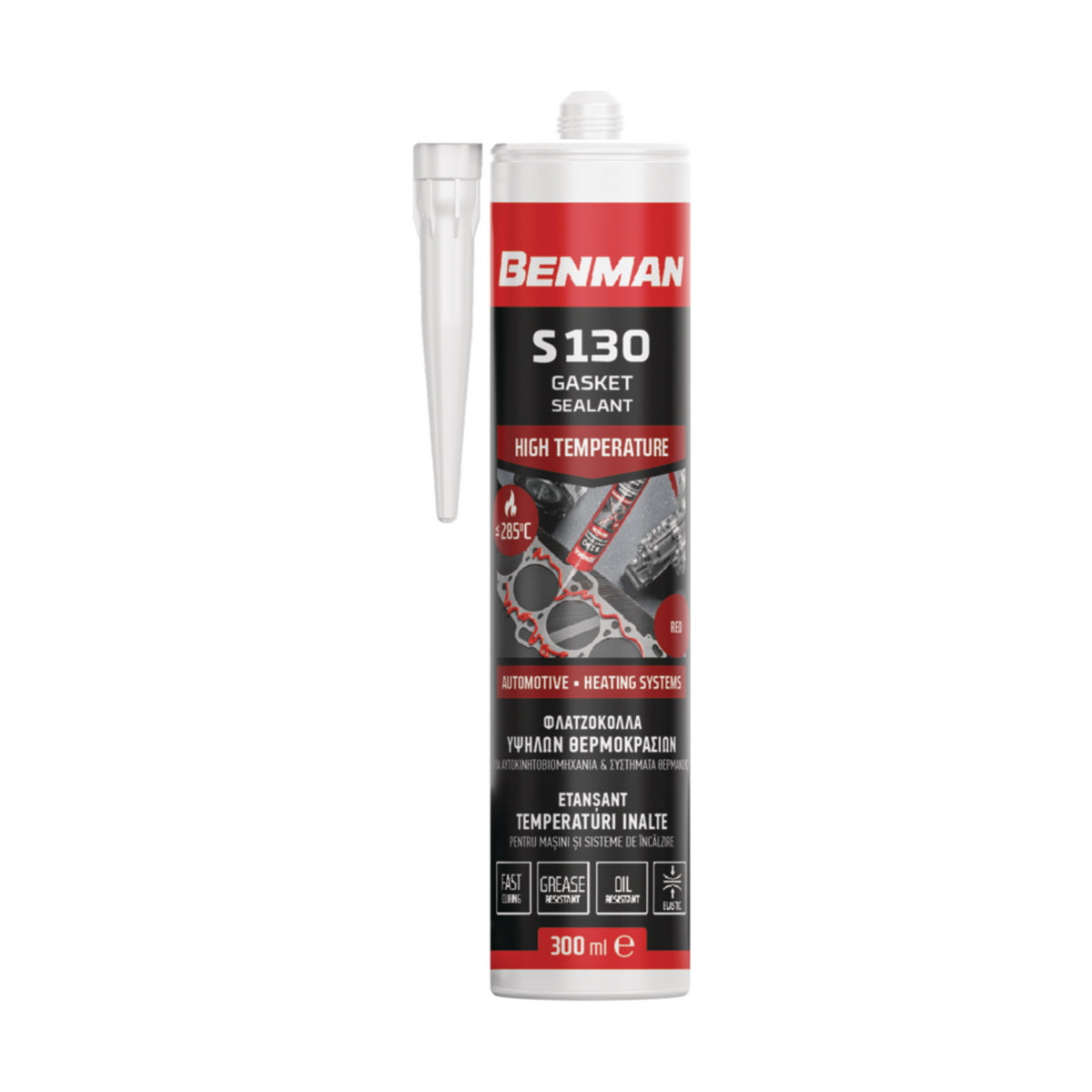 Benman S130 Gasket Sealant Σιλικόνη Υψηλής Θερμοκρασίας (Φλατζόκολλα) 300ml Κόκκινη