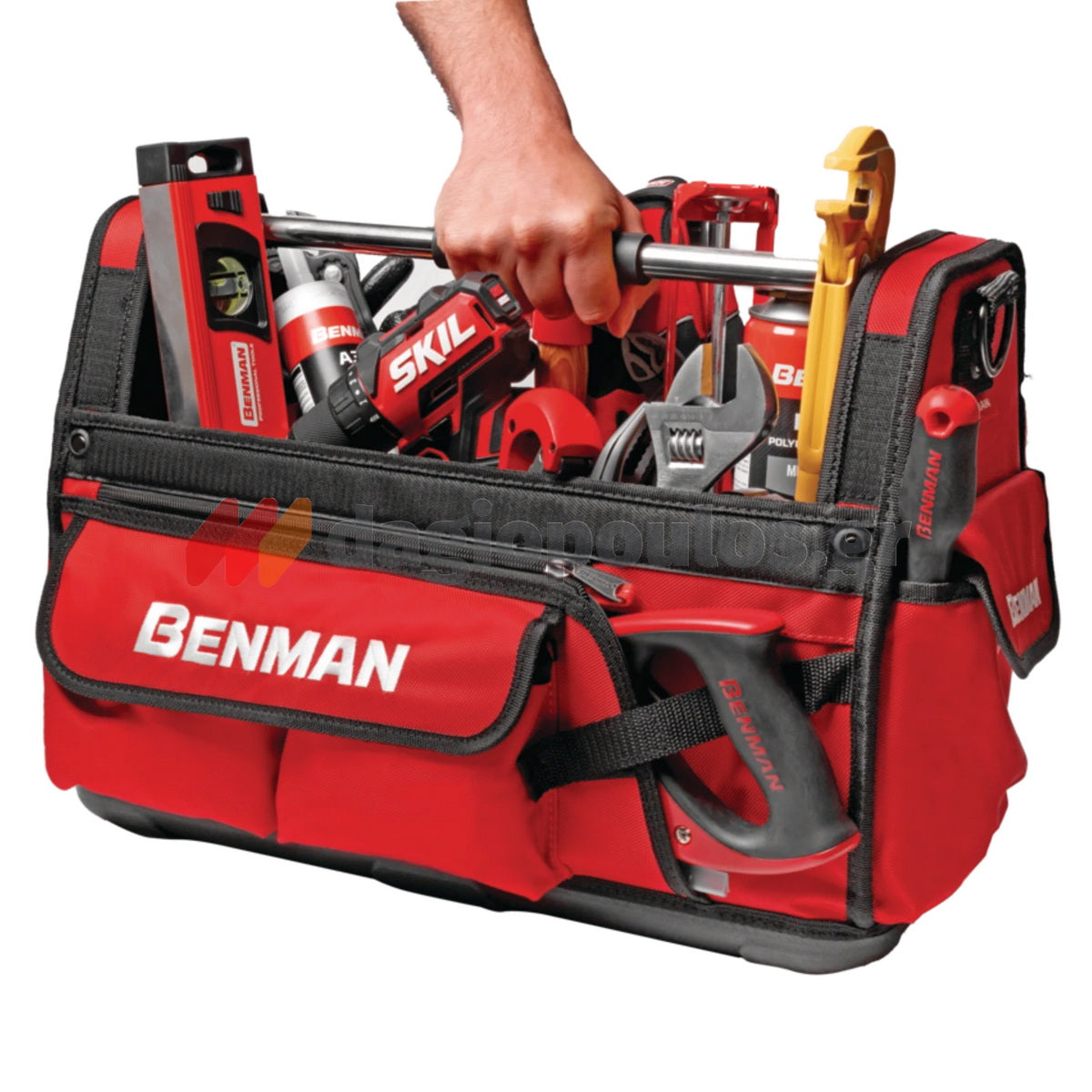 Benman 73193 Εργαλειοθήκη Υφασμάτινη Ανοικτού Τύπου Με Καπάκι & Κεντρική Χειρολαβή
