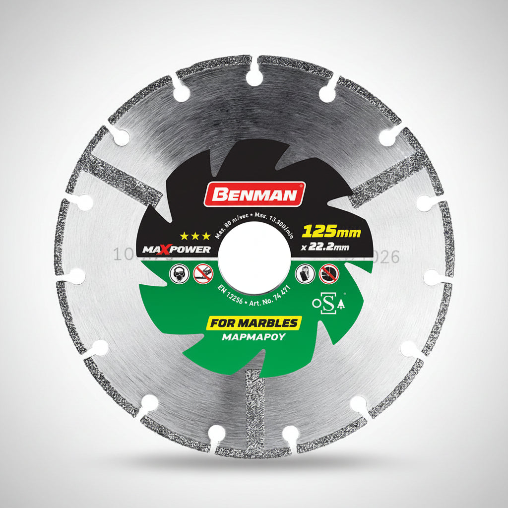 Benman 74470 Maxpower Δίσκος Διαμαντέ (Διαμαντόδισκος) Κοπής Μαρμάρου 115mm
