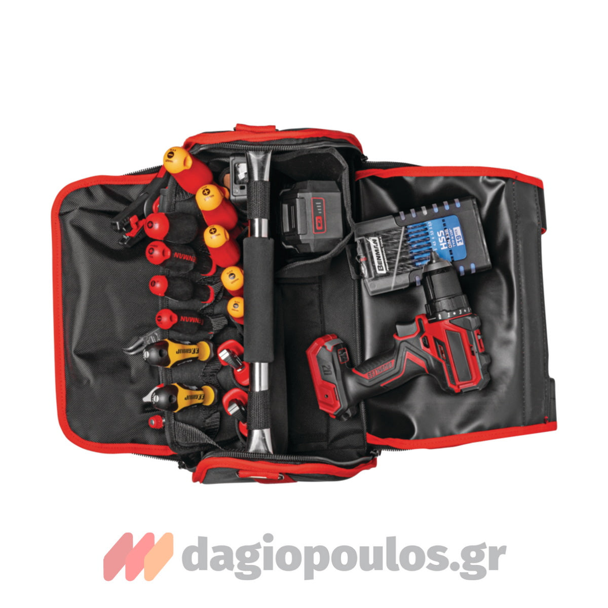 Benman 77016 Εργαλειοθήκη Τσάντα Ανοικτού Τύπου Υφασμάτινη Με Καπάκι & Χειρολαβή