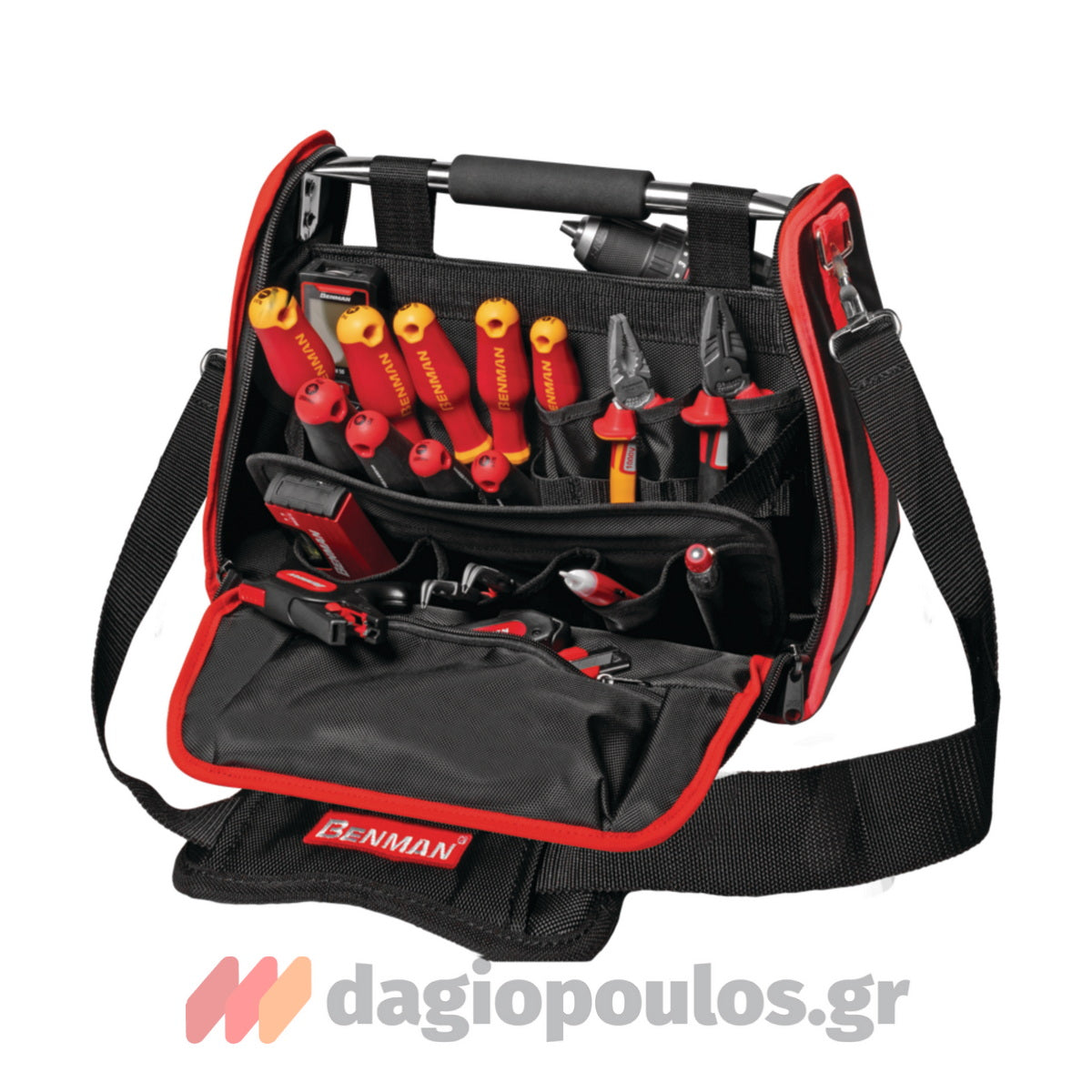 Benman 77016 Εργαλειοθήκη Τσάντα Ανοικτού Τύπου Υφασμάτινη Με Καπάκι & Χειρολαβή