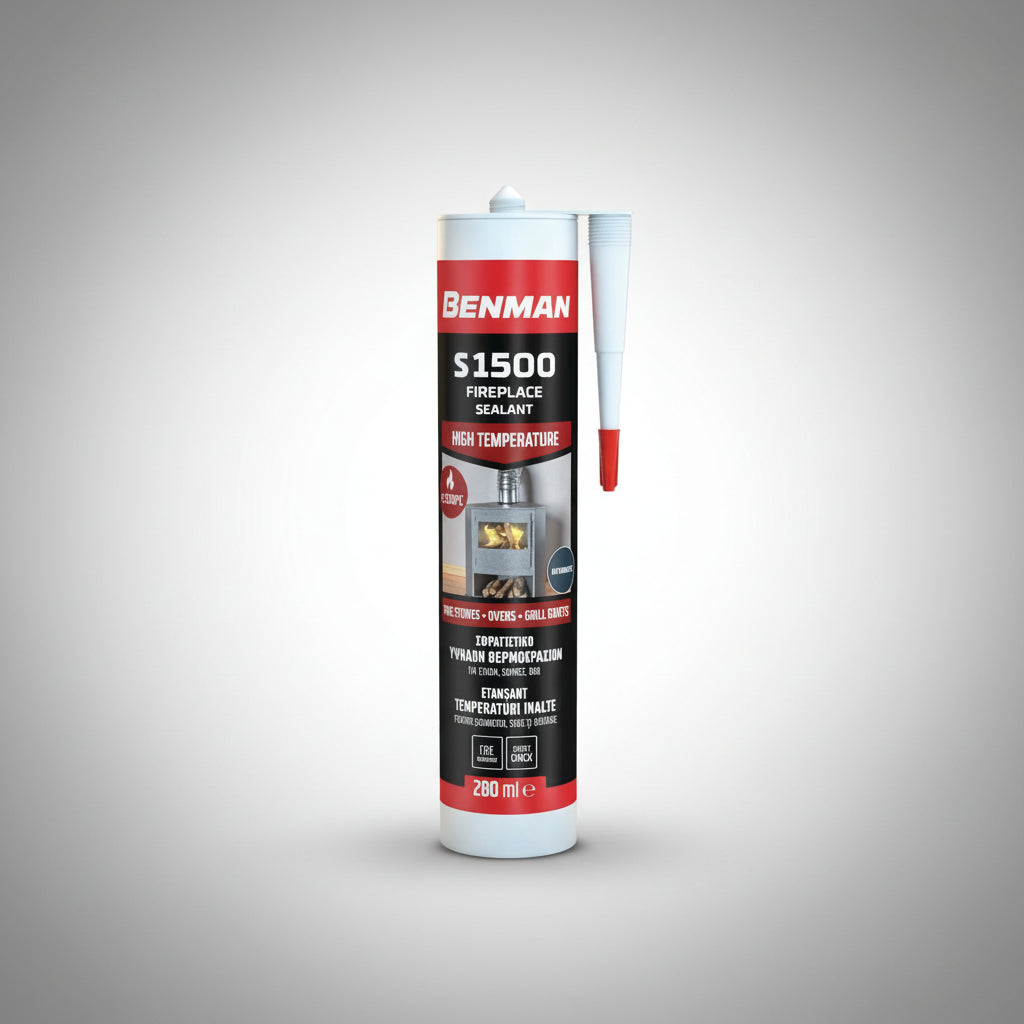 Benman S1500 Fireplace Sealant Σφραγιστικό Υψηλών Θερμοκρασιών Για BBQ Τζάκια Σόμπες Ανθρακί 280ml