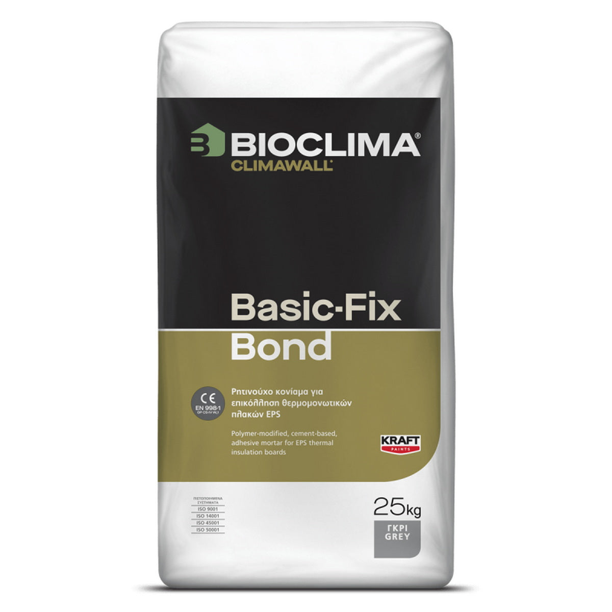 Bioclima Climawall Basic-Fix Bond Ρητινούχα Κόλλα Συγκόλλησης Θερμομονωτικών Πλακών 25kgr ΓΚΡΙ