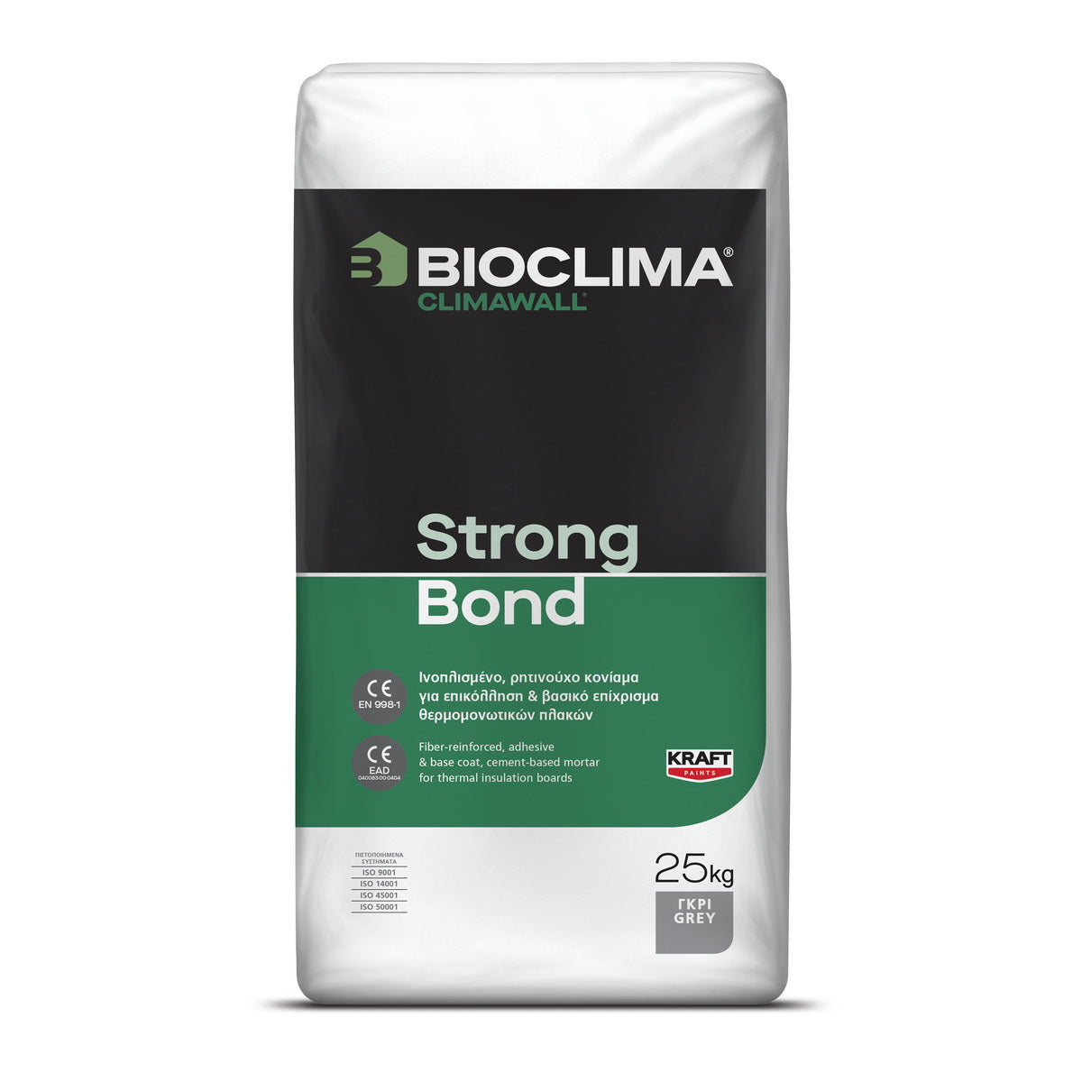 Bioclima Climawall Strong Bond Ινοπλισμένη Τσιμεντοειδής Κόλλα Θερµοµόνωσης 25kgr ΓΚΡΙ