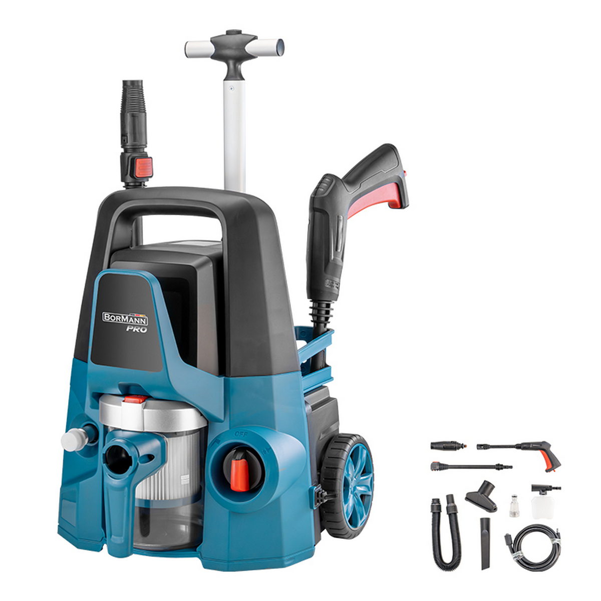 BORMANN Pro BPW3130 Πλυστικό Υψηλής Πίεσης 1600W 130Bar Και Σκούπα Υγρών Στερεών 800W