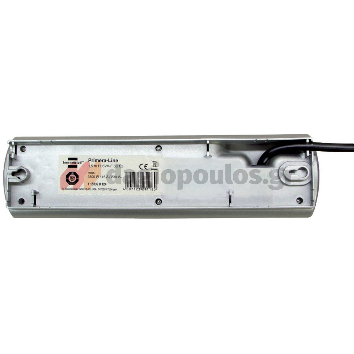 Brennenstuhl Primera-Line 1153390120 Πολύμπριζο Με 2 Διακόπτες 10 Θέσεων Ασημί