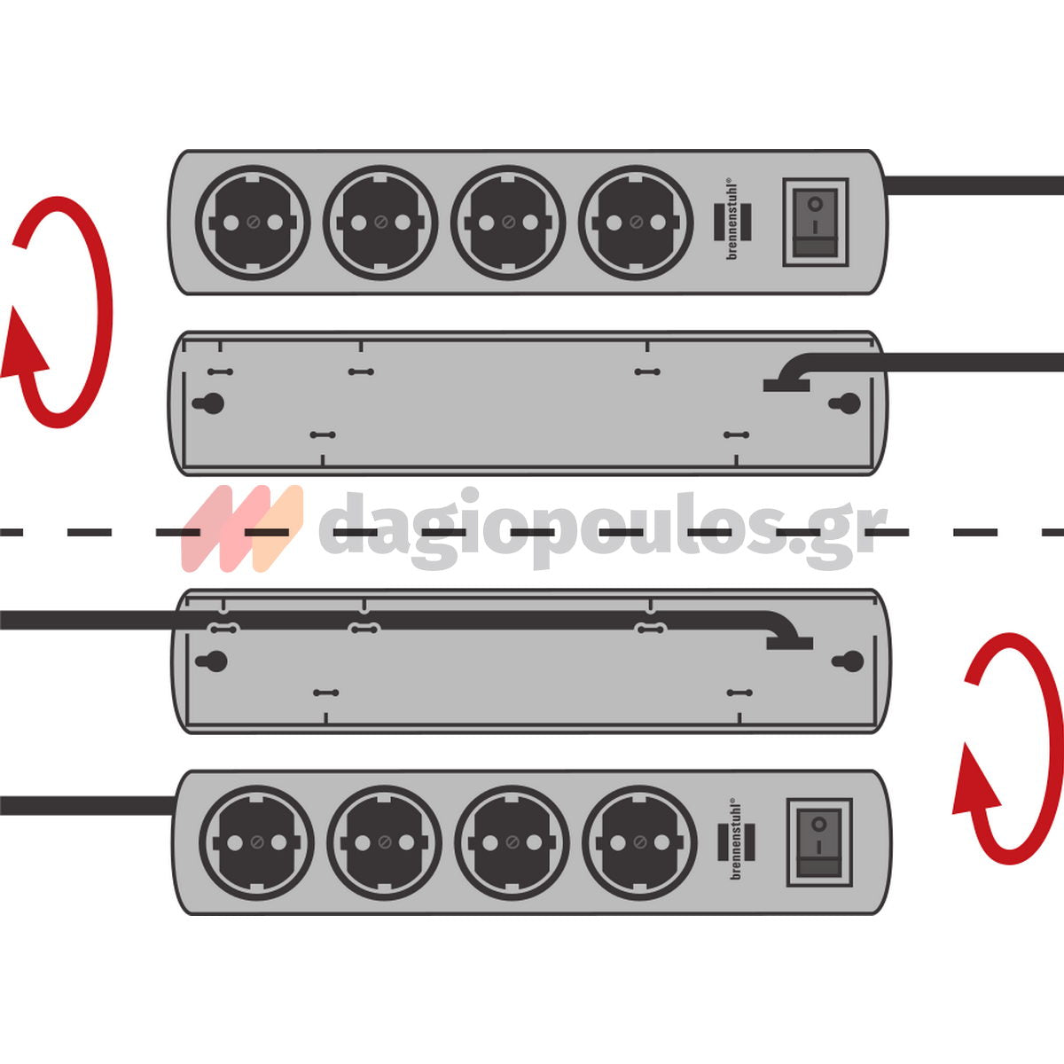 Brennenstuhl Primera-Line 1153390120 Πολύμπριζο Με 2 Διακόπτες 10 Θέσεων Ασημί