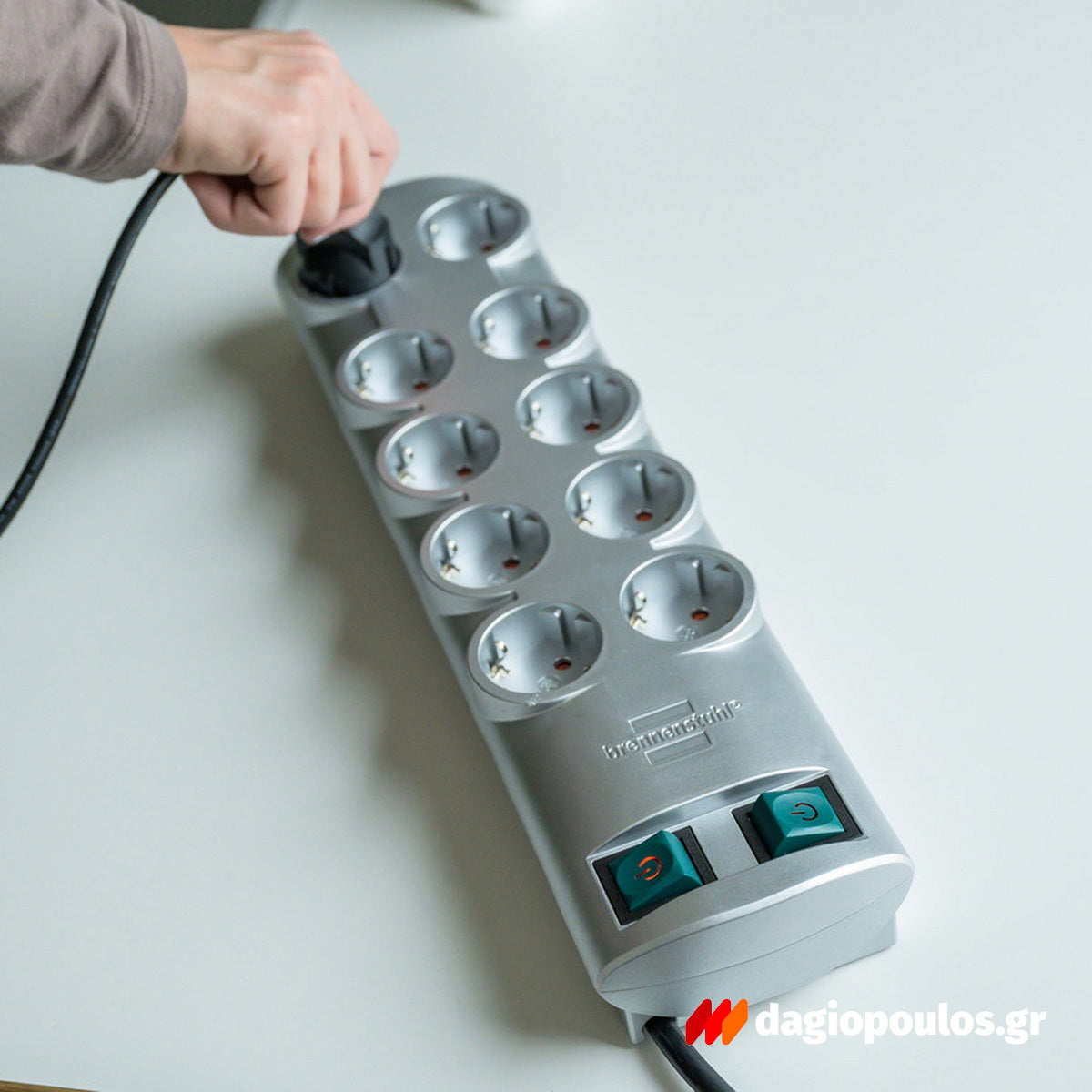 Brennenstuhl Primera-Line 1153390120 Πολύμπριζο Με 2 Διακόπτες 10 Θέσεων Ασημί