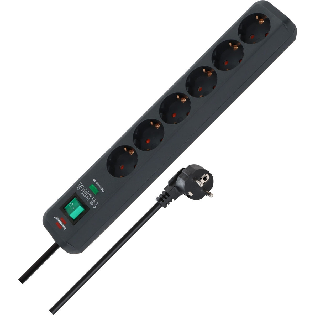 Brennenstuhl EcoLine Πολύπριζο 6 Θέσεων Με Διακόπτη και Προστασία 13.500A