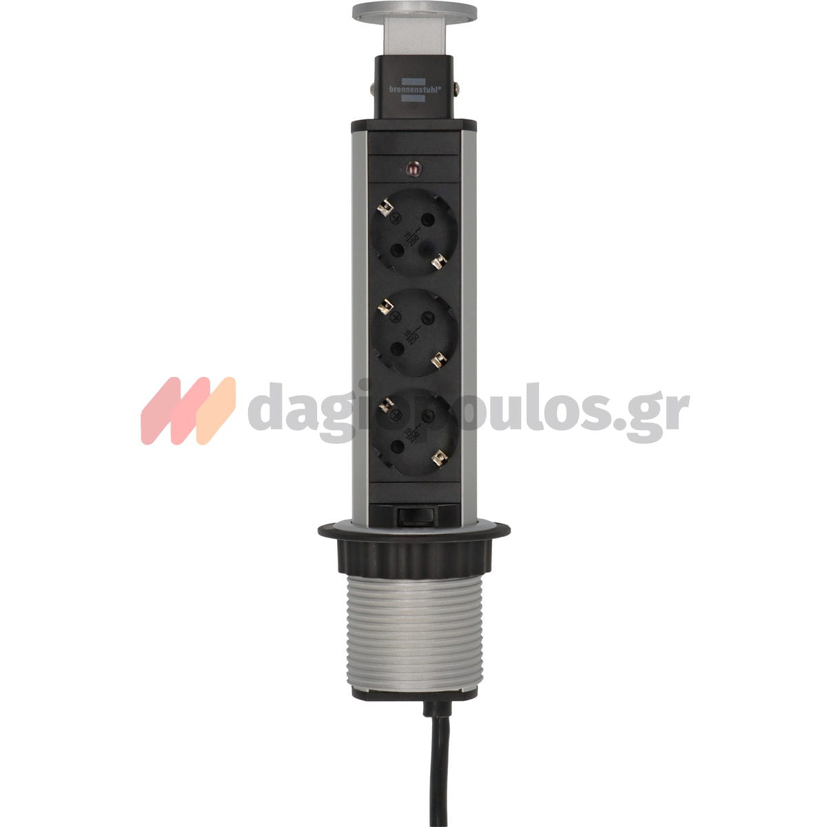 Brennenstuhl Tower 3 Πολύπριζο Ασφαλείας 3 Θέσεων με Διακόπτη και Καλώδιο 2m