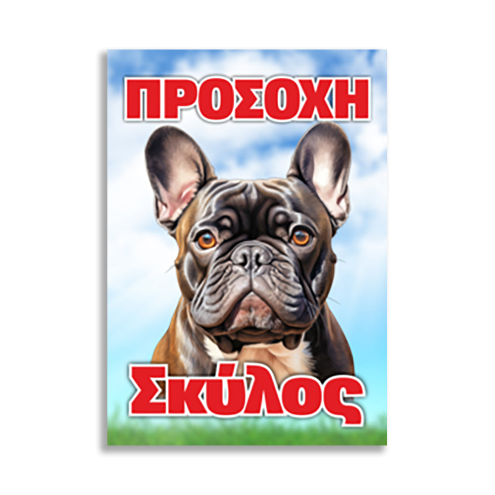 Πινακίδα Σήμανσης PVC "Προσοχή Σκύλος" (French Bulldog) 200mm x 300mm