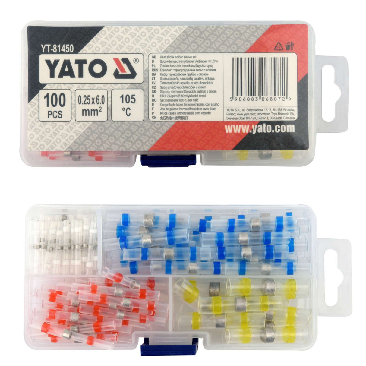 Yato YT-81450 Θερμοσυστελλόμενα με Κόλλα 0,256mm² Σετ 100 Τεμ