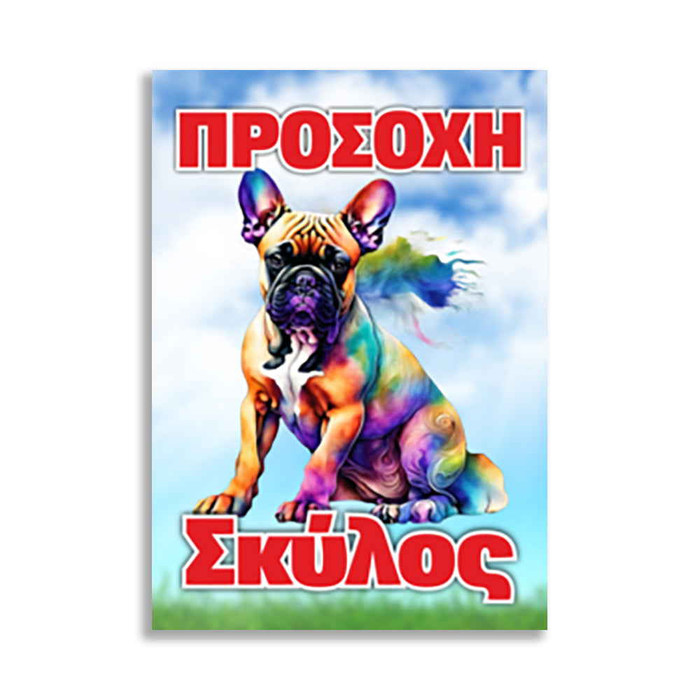 Πινακίδα Σήμανσης PVC "Προσοχή Σκύλος Γαλλικό Bulldog" 200mm x 300mm