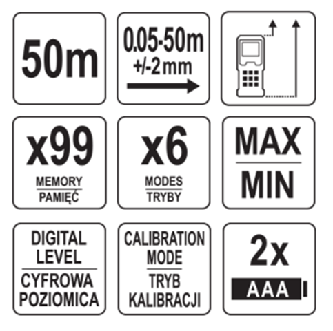 Yato YT-731251 Μετρητής Αποστάσεων Laser 50mtr