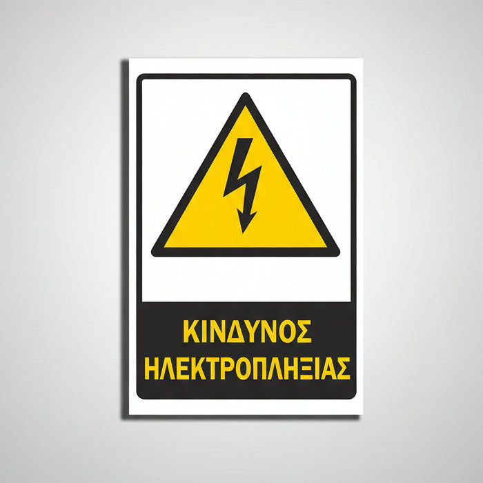 Πινακίδα Σήμανσης Εργοταξίου “ΚΙΝΔΥΝΟΣ ΗΛΕΚΤΡΟΠΛΗΞΙΑΣ” ΑΝΤΑΝΑΚΛΑΣΤΙΚΟ